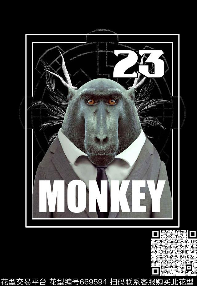 猴子定位男装印花T桖卫衣印花数码印花华亿平台下载（图片编号: 669594） - 瓦栏（Walan）