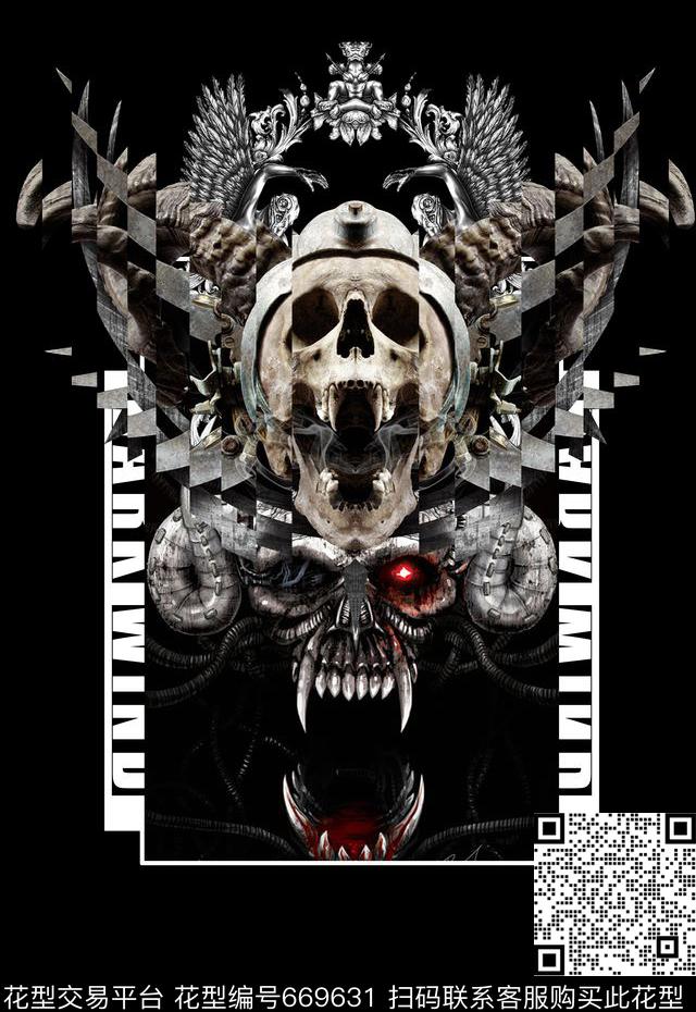 T桖卫衣印花罗马巴洛克花纹PLEIN风格数码印花华亿平台下载（图片编号: 669631） - 瓦栏（Walan）