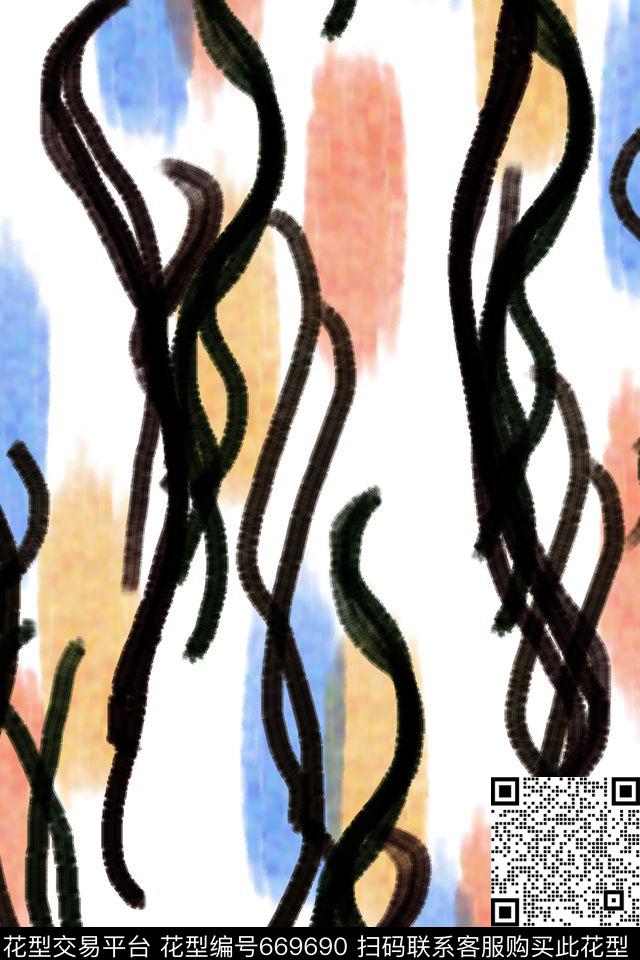 L.D~笔刷L.D~涂鸦L.D~线条传统印花华亿平台下载（图片编号: 669690） - 瓦栏（Walan）