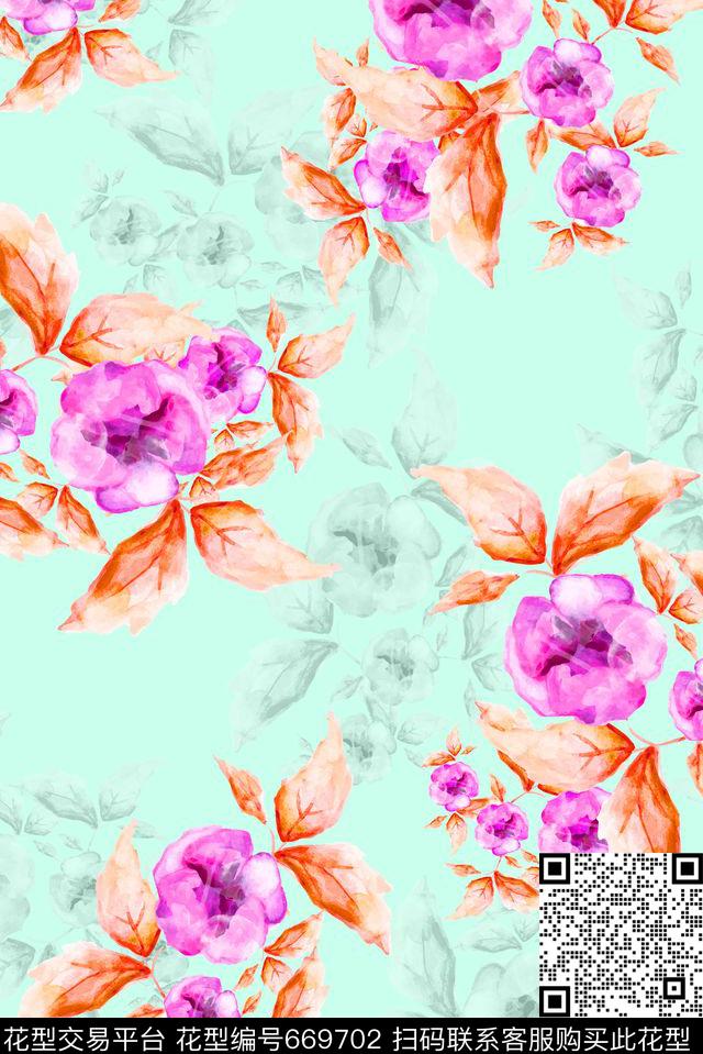17春夏花卉小清新数码印花华亿平台下载（图片编号: 669702） - 瓦栏（Walan）