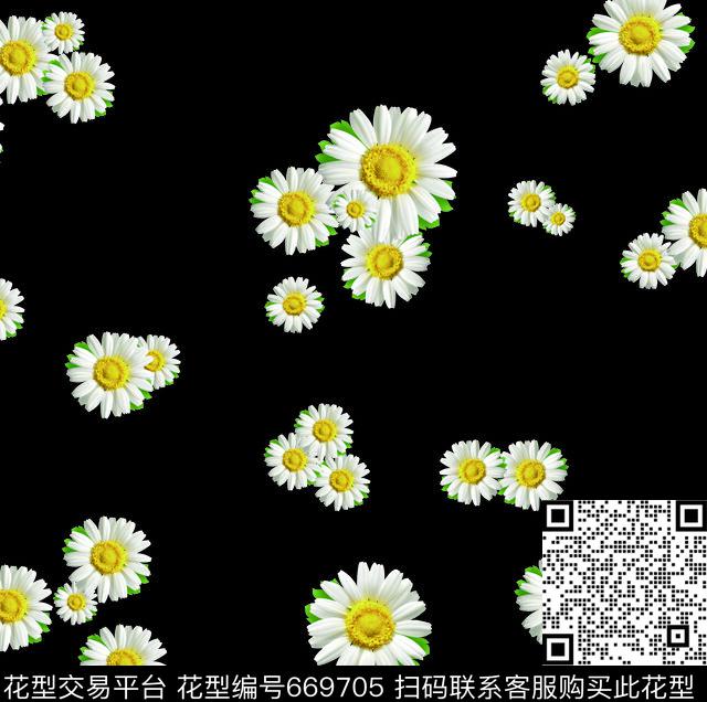 小碎花花瓣雏菊数码印花华亿平台下载（图片编号: 669705） - 瓦栏（Walan）