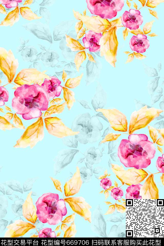 17春夏花卉小清新数码印花华亿平台下载（图片编号: 669706） - 瓦栏（Walan）