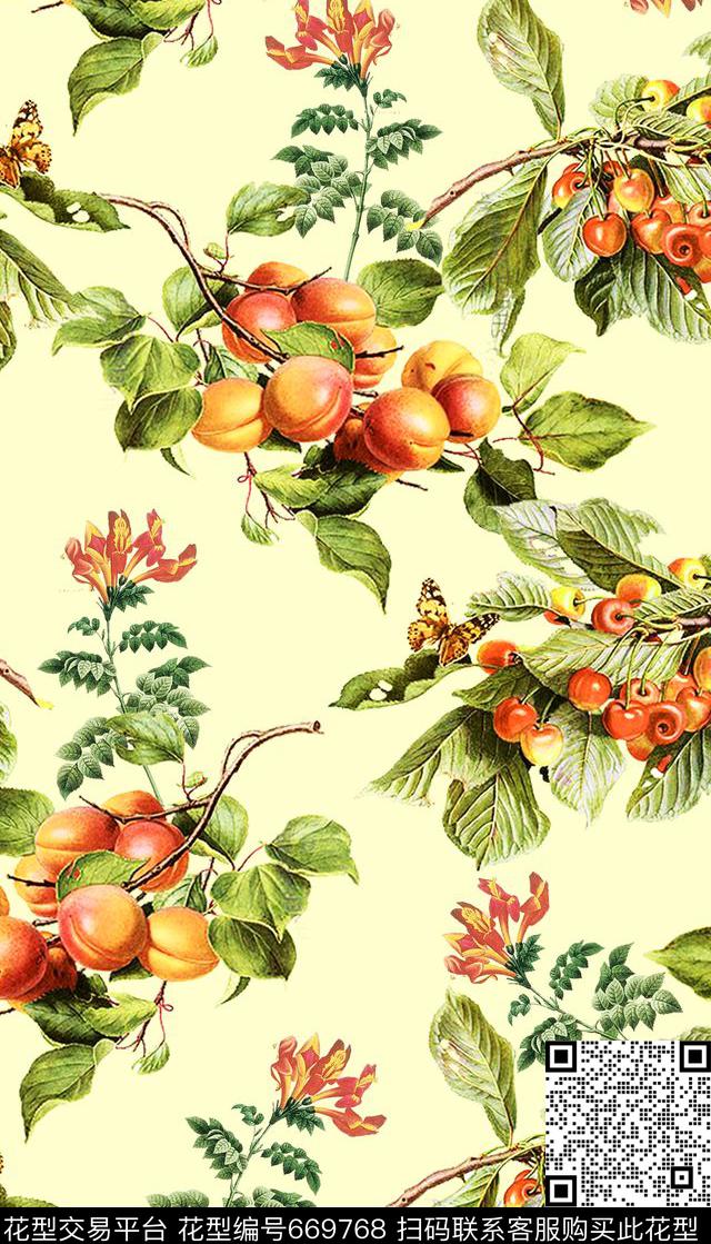 复古花卉数码印花华亿平台下载（图片编号: 669768） - 瓦栏（Walan）