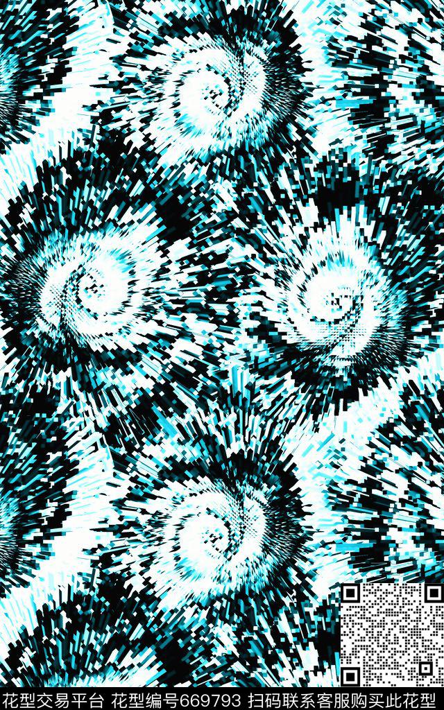 几何抽象发散数码印花华亿平台下载（图片编号: 669793） - 瓦栏（Walan）