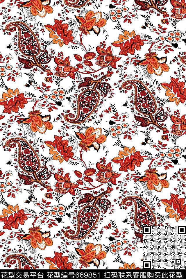 佩斯利腰果火腿花传统印花华亿平台下载（图片编号: 669851） - 瓦栏（Walan）