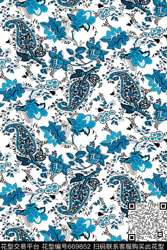 佩斯利腰果火腿花传统印花华亿平台下载（图片编号: 669852） - 瓦栏（Walan）