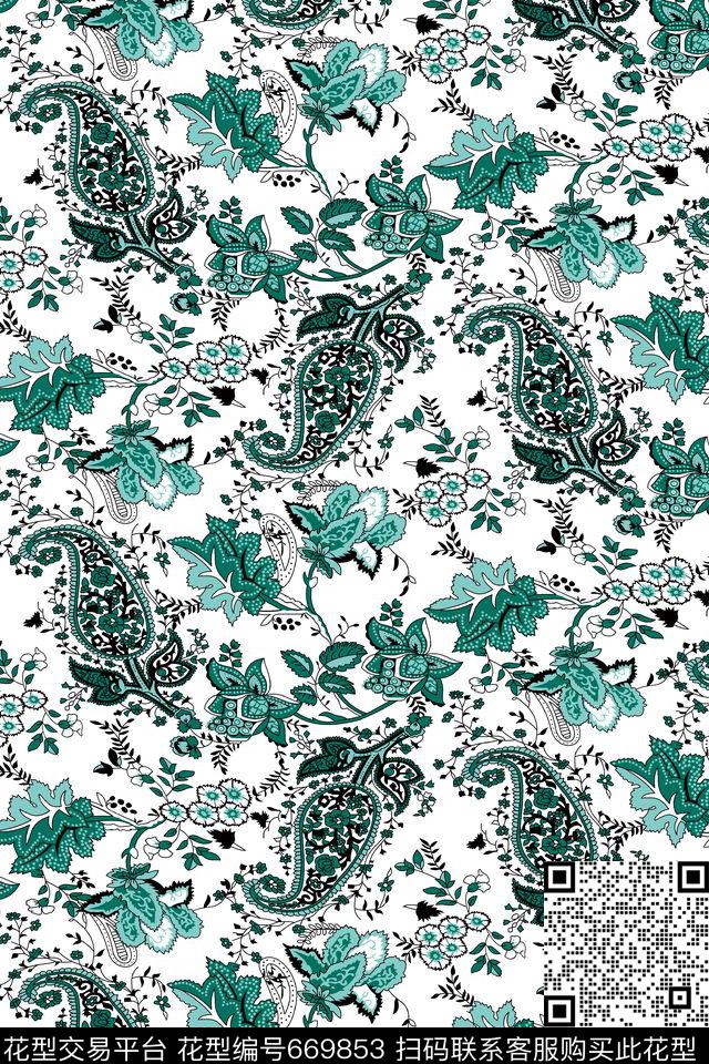佩斯利腰果火腿花传统印花华亿平台下载（图片编号: 669853） - 瓦栏（Walan）