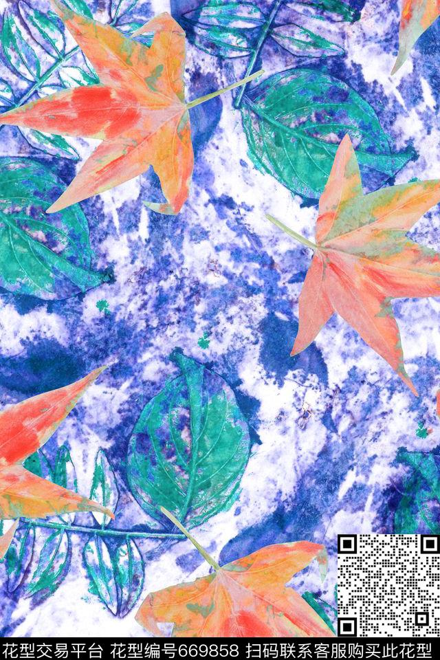 落叶枫叶肌理数码印花华亿平台下载（图片编号: 669858） - 瓦栏（Walan）
