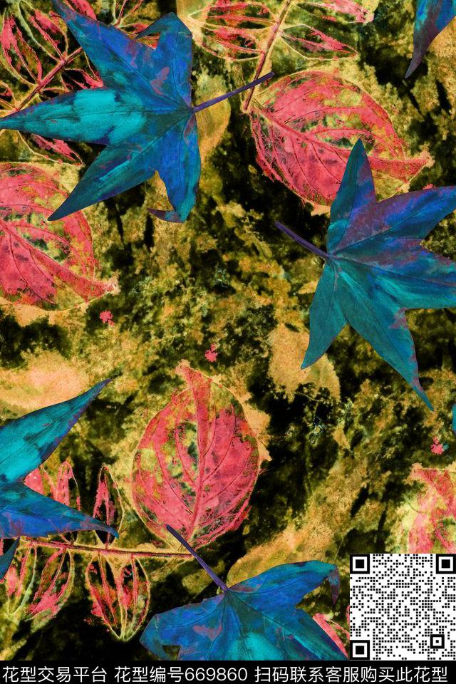 落叶枫叶肌理数码印花华亿平台下载（图片编号: 669860） - 瓦栏（Walan）