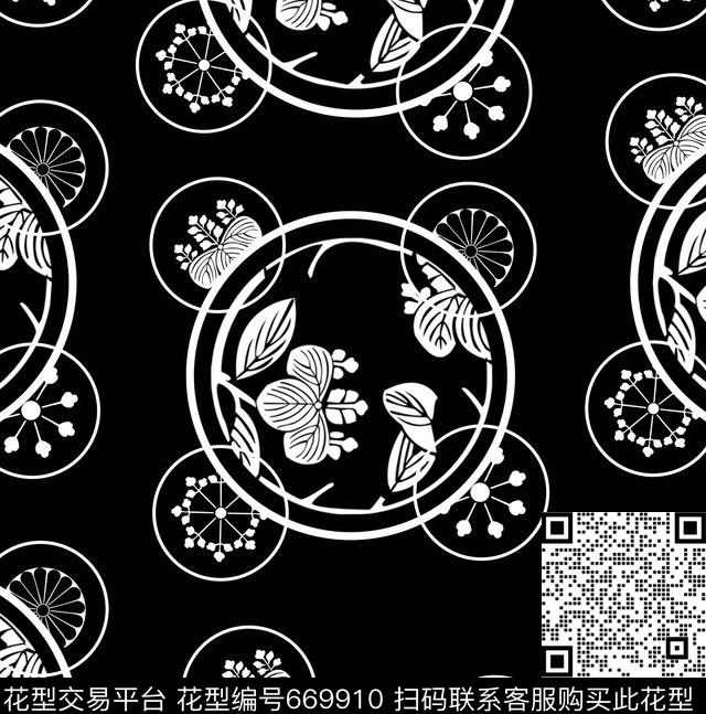 生长过程花卉圆圈传统印花华亿平台下载（图片编号: 669910） - 瓦栏（Walan）