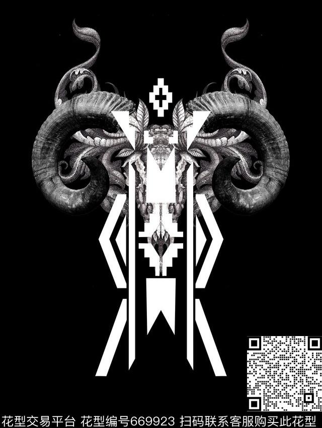 抽象潮牌几何数码印花华亿平台下载（图片编号: 669923） - 瓦栏（Walan）