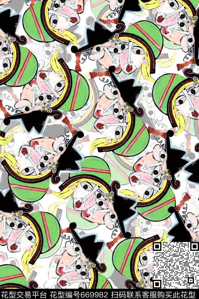 流行时尚抽象油画数码印花华亿平台下载（图片编号: 669982） - 瓦栏（Walan）