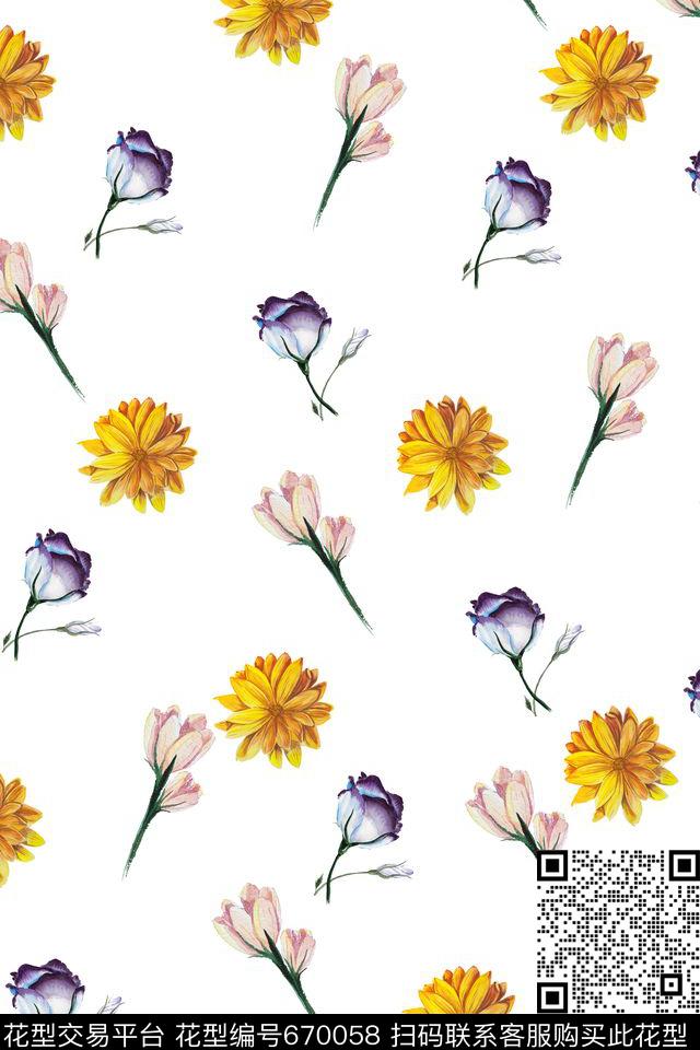 女装雏菊春夏传统印花华亿平台下载（图片编号: 670058） - 瓦栏（Walan）