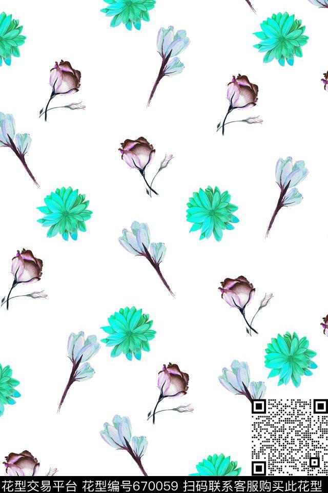 女装雏菊春夏传统印花华亿平台下载（图片编号: 670059） - 瓦栏（Walan）