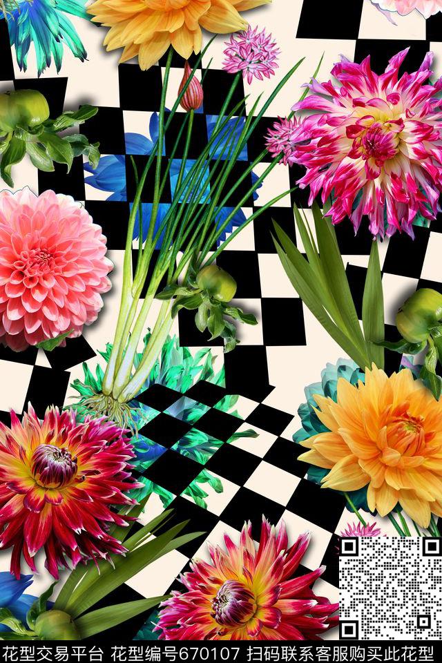 花朵花卉数码印花华亿平台下载（图片编号: 670107） - 瓦栏（Walan）