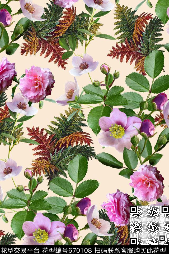 花朵花卉数码印花华亿平台下载（图片编号: 670108） - 瓦栏（Walan）