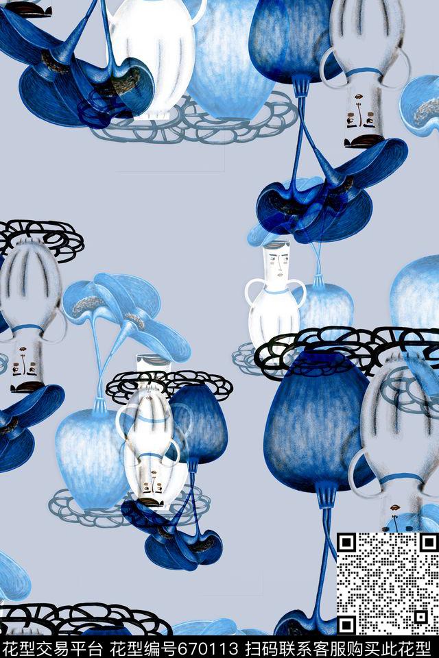 花瓶数码印花华亿平台下载（图片编号: 670113） - 瓦栏（Walan）