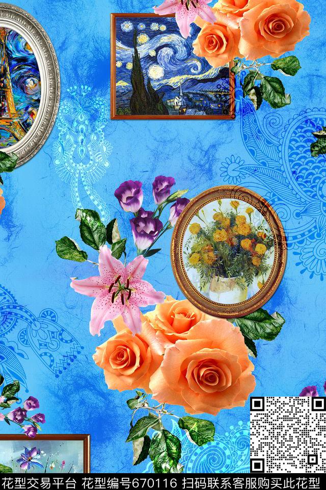花卉花朵数码印花华亿平台下载（图片编号: 670116） - 瓦栏（Walan）