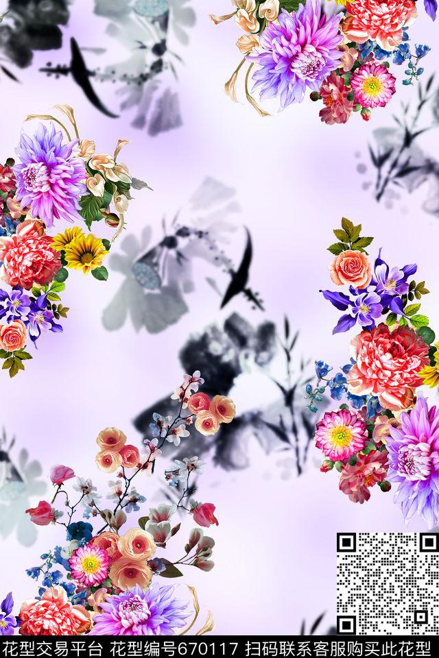 花卉花朵数码印花华亿平台下载（图片编号: 670117） - 瓦栏（Walan）