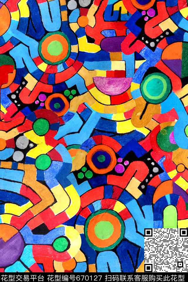 不规则几何数码印花华亿平台下载（图片编号: 670127） - 瓦栏（Walan）