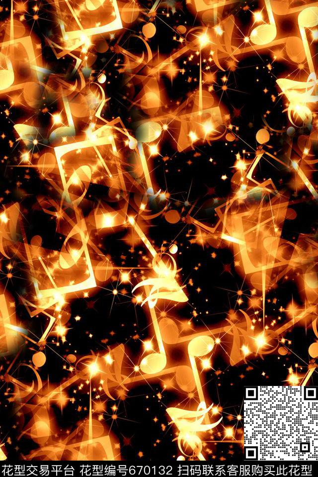 时尚潮流音乐符号火焰数码印花时尚流行设计男装满版印花国际大牌夹克外套卫衣印花数码印花华亿平台下载（图片编号: 670132） - 瓦栏（Walan）