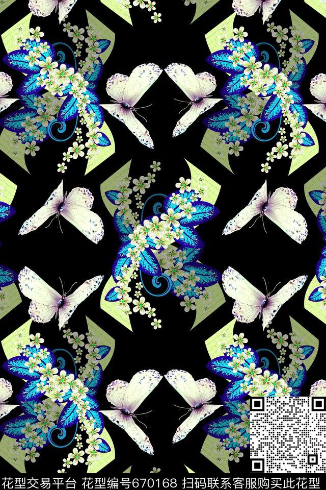 鸟昆虫图案碎碎花手绘蝴蝶数码印花华亿平台下载（图片编号: 670168） - 瓦栏（Walan）