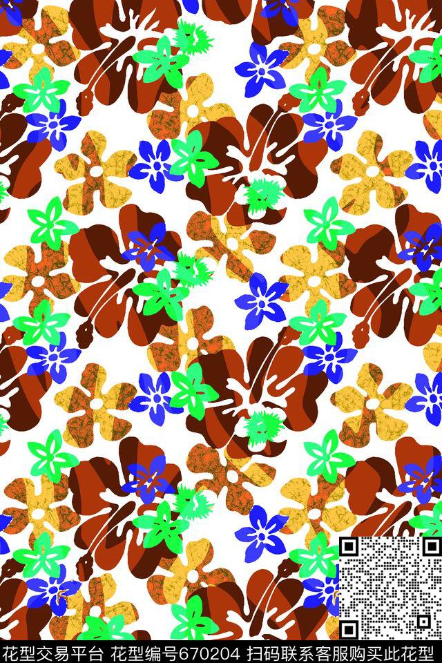 百合大花花朵传统印花华亿平台下载（图片编号: 670204） - 瓦栏（Walan）