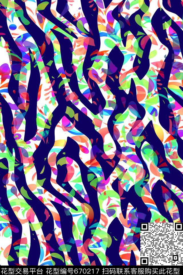 纹理花朵斑马纹传统印花华亿平台下载（图片编号: 670217） - 瓦栏（Walan）