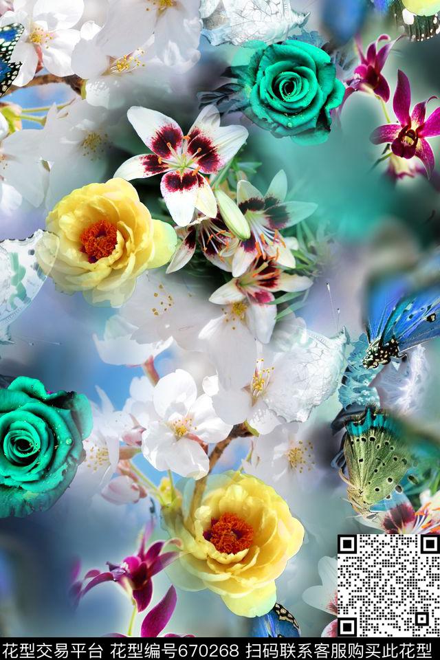 3D花卉花朵花卉数码印花华亿平台下载（图片编号: 670268） - 瓦栏（Walan）