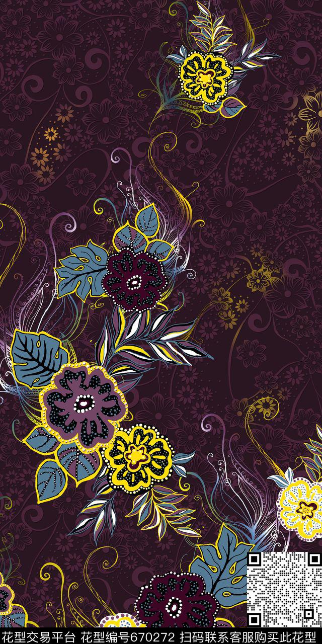 隐纹东南亚线条数码印花华亿平台下载（图片编号: 670272） - 瓦栏（Walan）