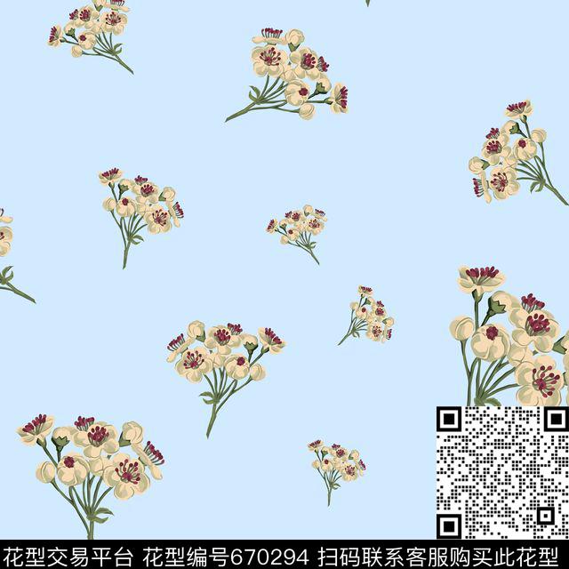 乱花风景花瓣传统印花华亿平台下载（图片编号: 670294） - 瓦栏（Walan）