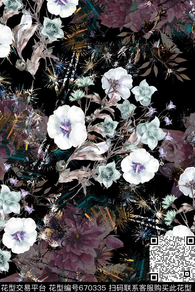 几何抽象手绘数码印花华亿平台下载（图片编号: 670335） - 瓦栏（Walan）