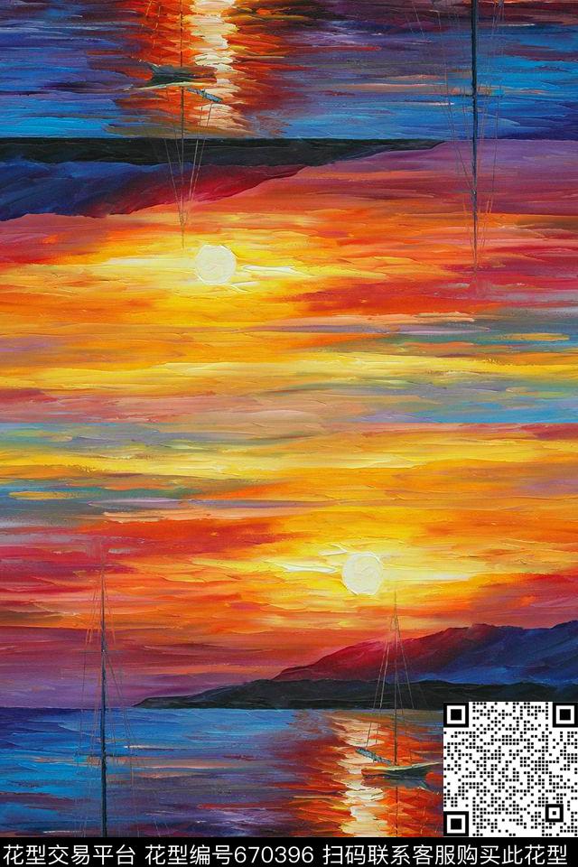 山川风景日落数码印花华亿平台下载（图片编号: 670396） - 瓦栏（Walan）