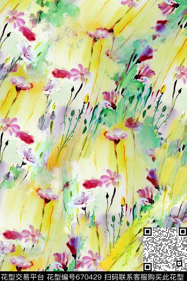 小碎花花卉数码印花华亿平台下载（图片编号: 670429） - 瓦栏（Walan）