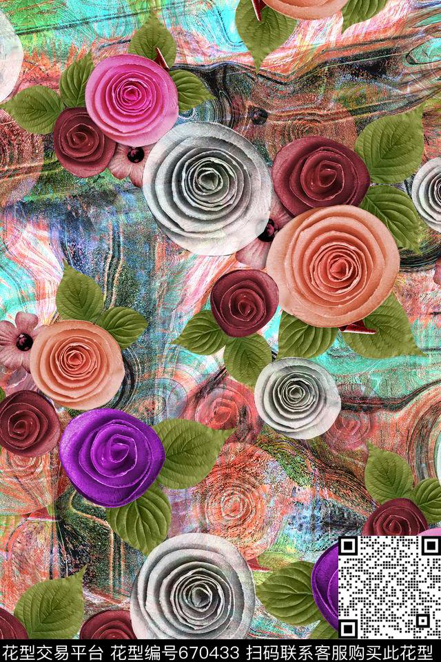 女装花卉时尚数码印花华亿平台下载（图片编号: 670433） - 瓦栏（Walan）