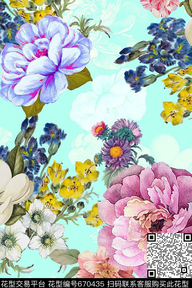 女装花卉时尚数码印花华亿平台下载（图片编号: 670435） - 瓦栏（Walan）