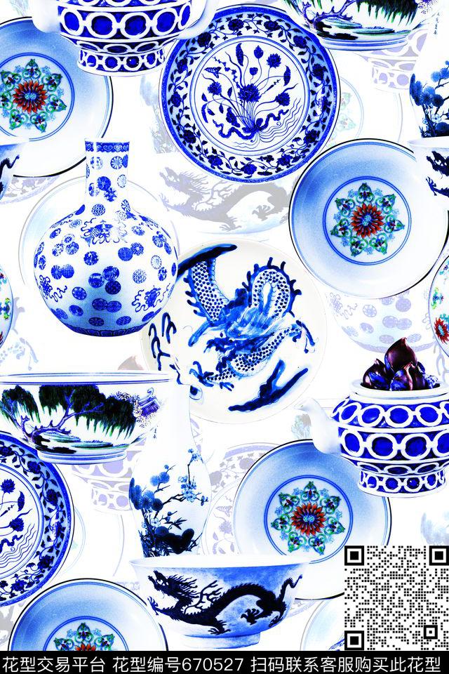 陶瓷青花瓷瓷器数码印花华亿平台下载（图片编号: 670527） - 瓦栏（Walan）