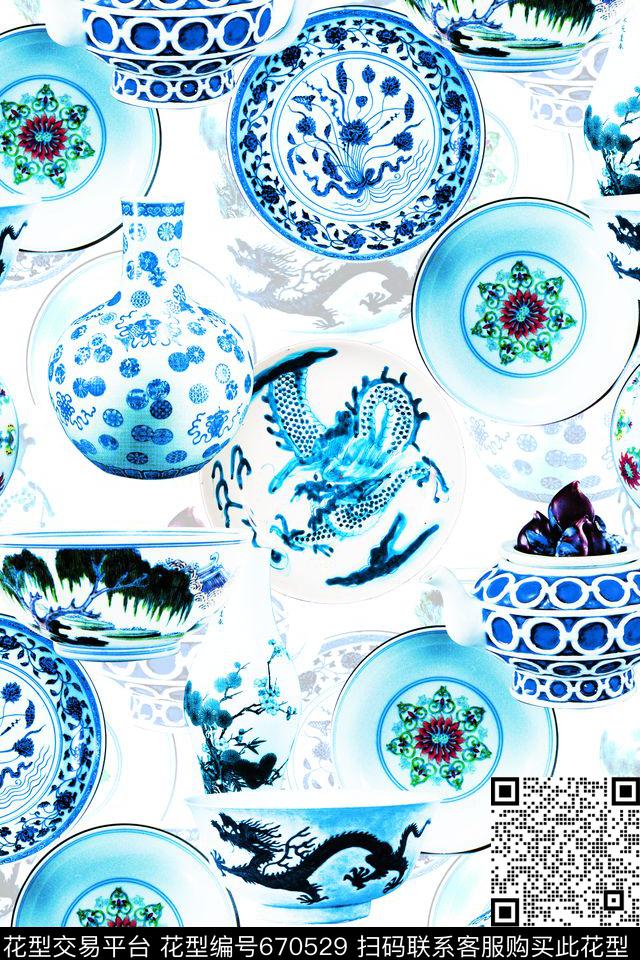 陶瓷青花瓷瓷器数码印花华亿平台下载（图片编号: 670529） - 瓦栏（Walan）