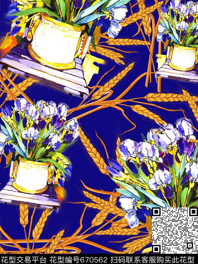 手绘女装花卉数码印花华亿平台下载（图片编号: 670562） - 瓦栏（Walan）