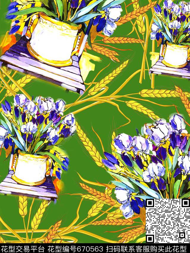 手绘女装花卉数码印花华亿平台下载（图片编号: 670563） - 瓦栏（Walan）