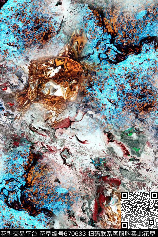 抽象几何拼接数码印花华亿平台下载（图片编号: 670633） - 瓦栏（Walan）