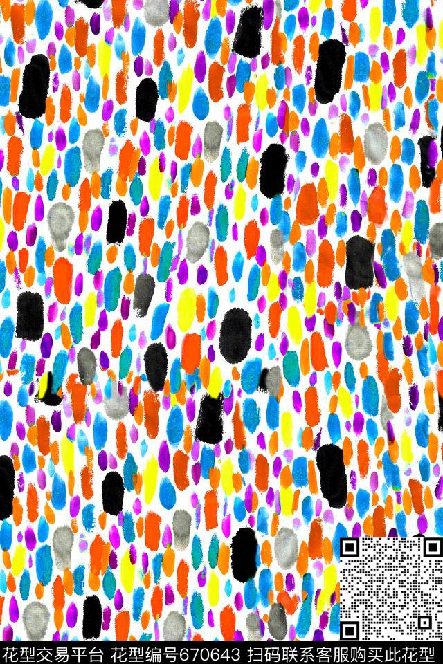 笔触手绘笔触水彩肌理数码印花华亿平台下载（图片编号: 670643） - 瓦栏（Walan）