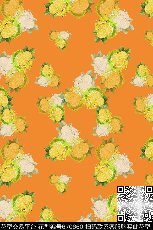 柠檬意向热带植物热带海滨度假数码印花华亿平台下载（图片编号: 670660） - 瓦栏（Walan）