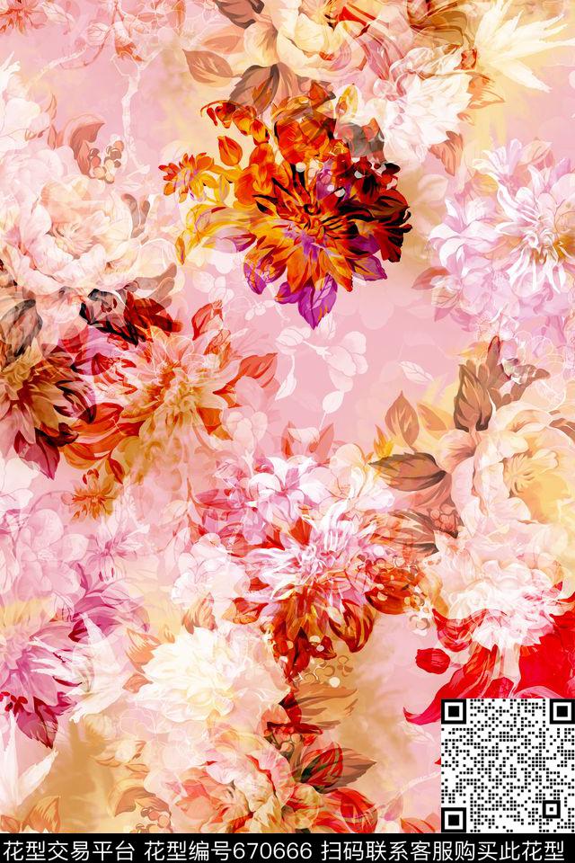 花卉数码女装数码印花华亿平台下载（图片编号: 670666） - 瓦栏（Walan）