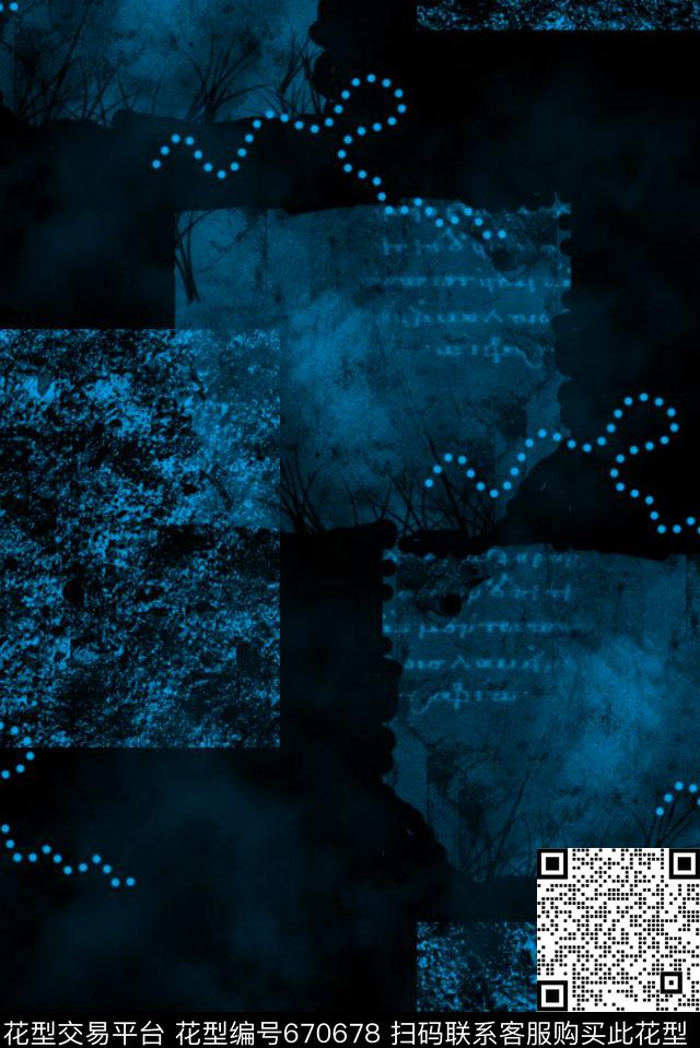 流行时尚创意笔刷数码印花华亿平台下载（图片编号: 670678） - 瓦栏（Walan）