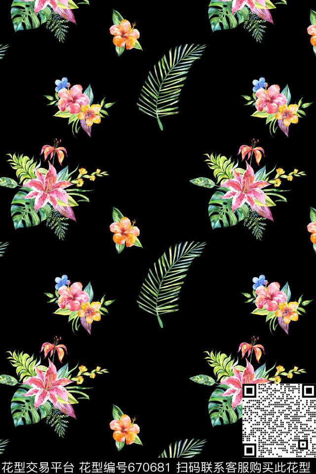 水彩植物水彩清新小碎花数码印花华亿平台下载（图片编号: 670681） - 瓦栏（Walan）