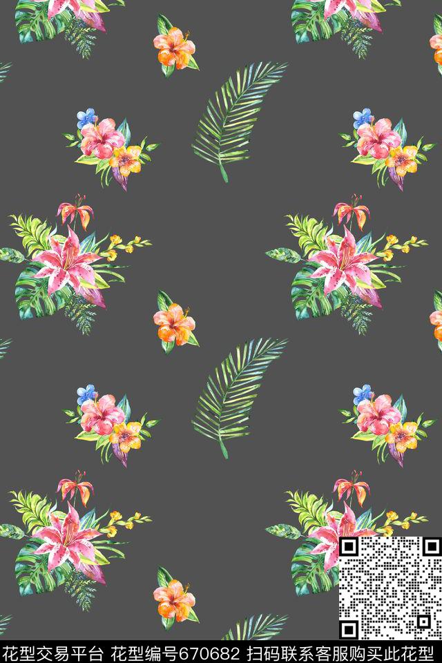 水彩植物水彩清新小碎花数码印花华亿平台下载（图片编号: 670682） - 瓦栏（Walan）