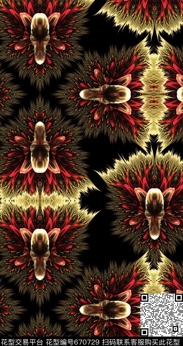 欧美时尚数码分形艺术数码印花华亿平台下载（图片编号: 670729） - 瓦栏（Walan）