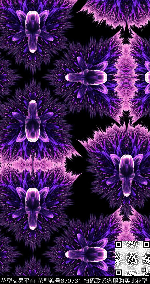 欧美时尚数码分形艺术数码印花华亿平台下载（图片编号: 670731） - 瓦栏（Walan）