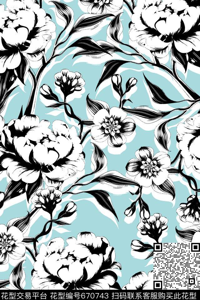 旗袍实传统实色花朵传统印花华亿平台下载（图片编号: 670743） - 瓦栏（Walan）